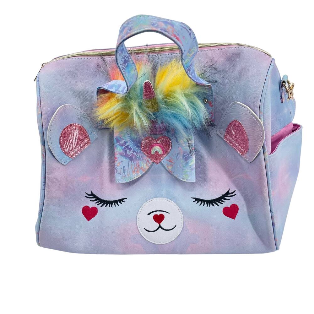 Under One Sky Tie-Dye Faux Fur Unicorn Duffle Bag
